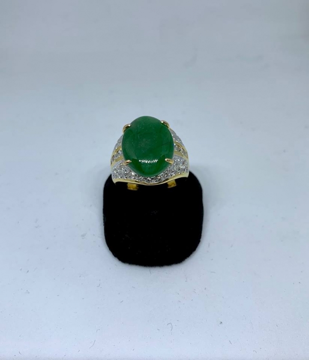 天然A貨翡翠鑽戒(附證書) 1