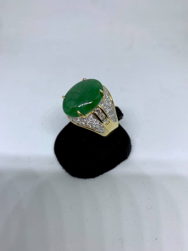 天然A貨翡翠鑽戒(附證書) 4